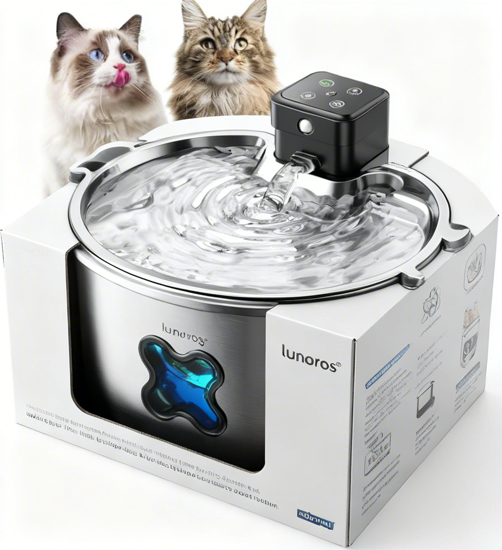 lunoros® Galactic Purr Station Cat Water Fountain – Whisper-Quiet Filtered Hydration Haven for Your Thirsty Space Kitten
