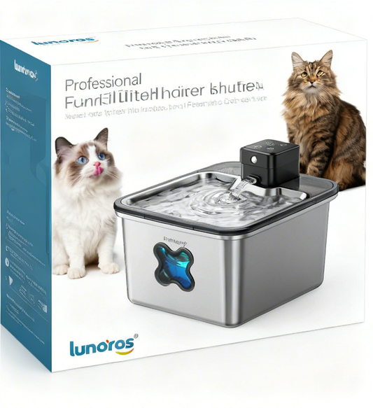 lunoros® Feline Magical Sparkle Stream Water Fountain: Your Kitty’s Private Sparkling Creek | Ultra-Quiet, Filtered, Auto-Circulating Hydration Station for Curious, Healthy Cats