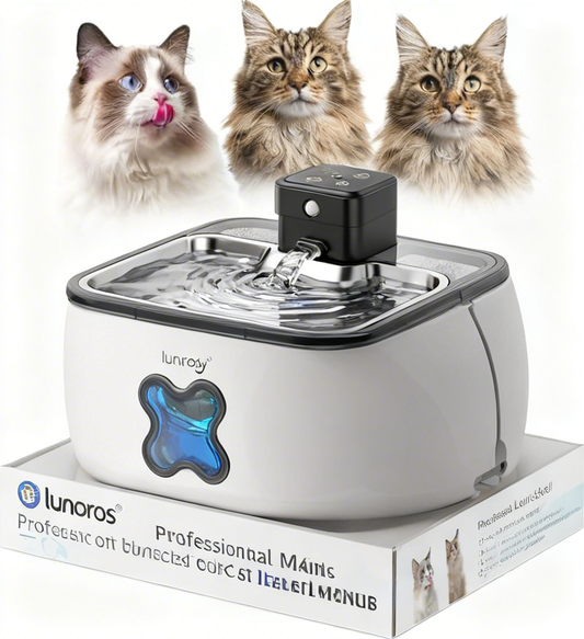 lunoros® Magical Forest Stream Cat Water Fountain | Whisper-Quiet, Filtered Hydration Station for Curious Kitties (2.4L Large Capacity, Easy to Clean)